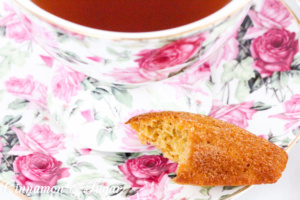 Paleo Earl Grey Madeleines are gluten- & dairy-free cake-like cookies. A subtle hint of Earl Gray tea make these perfect for tea-time or a champagne brunch! Recipe shared from cozy mystery, RESTAURANT WEEKS ARE MURDER by Libby Klein. 