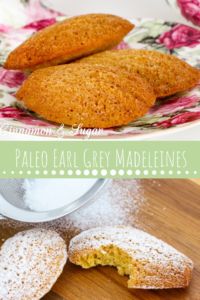 Paleo Earl Grey Madeleines are gluten- & dairy-free cake-like cookies. A subtle hint of Earl Gray tea make these perfect for tea-time or a champagne brunch! Recipe shared from cozy mystery, RESTAURANT WEEKS ARE MURDER by Libby Klein. 