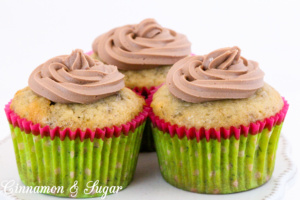 Gluten-Free Banana Cupcakes are very moist cupcakes that rely more on the bananas for their richness and flavor instead of being heavy on butter or oil. Recipe shared with permission granted by Eva Gates, author of cozy mystery SOMETHING READ SOMETHING DEAD.