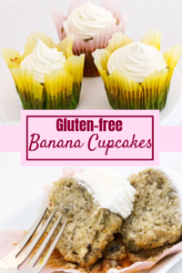 Gluten-Free Banana Cupcakes are very moist cupcakes that rely more on the bananas for their richness and flavor instead of being heavy on butter or oil. Recipe shared with permission granted by Eva Gates, author of cozy mystery SOMETHING READ SOMETHING DEAD.