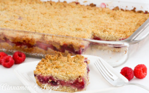 Berry Crumb Bars start with an easy to make dough that serves as both the crust and crumb topping, while a generous amount of juicy berries provide a jammy filling. Recipe shared from cozy mystery SOUTHERN SASS AND KILLER CRAVINGS by Kate Young.