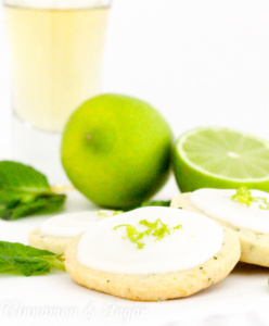 Mojito Cookies are shortbread-style treats that incorporate fresh mint and fresh limes, while a sweet, lime and rum infused icing is the crowning glory. Recipe from A DEADLY FEAST by Lucy Burdette.
