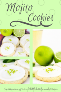 Mojito Cookies are shortbread-style treats that incorporate fresh mint and fresh limes, while a sweet, lime and rum infused icing is the crowning glory. Recipe from A DEADLY FEAST by Lucy Burdette.