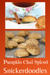 Pumpkin Chai Spiced Snickerdoodles are softer than your typical snickerdoodle, but so much more flavorful thanks to the blend of warm chai spices. Recipe shared with permission granted by Leslie Budewitz, author of CHAI ANOTHER DAY.