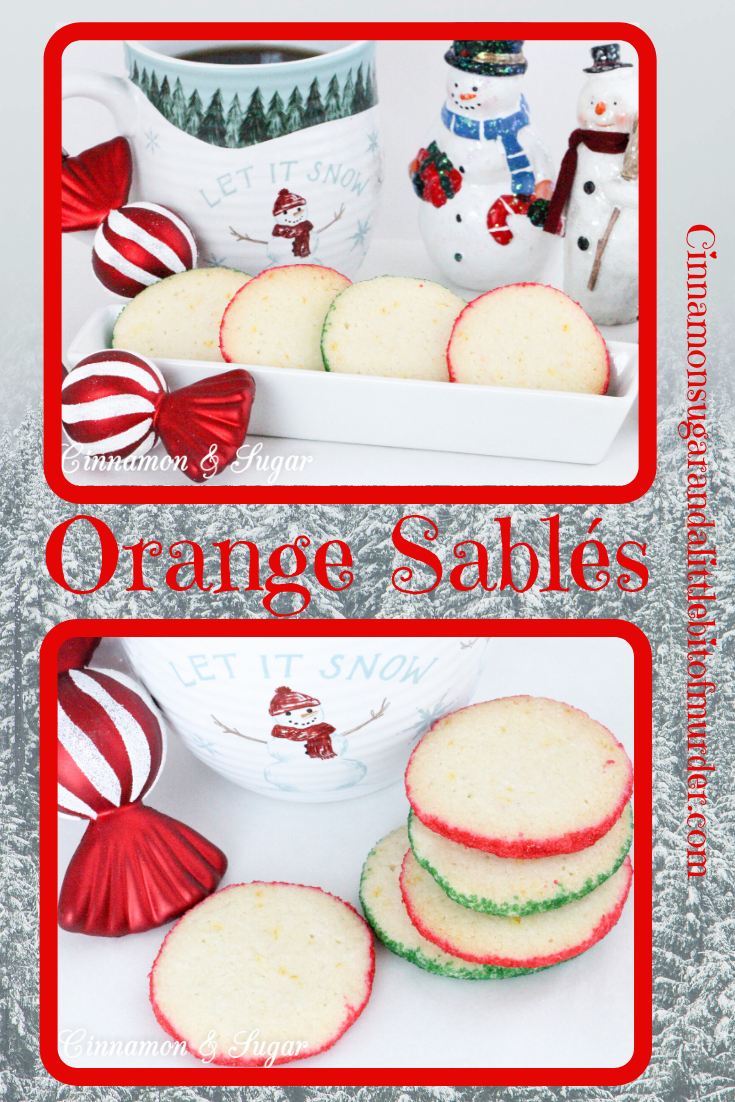 Originating in France, Orange Sablés are a shortbread-style cookie with a buttery, melt-in-your mouth texture. With the addition of colored sanding sugar, these refreshing orange cookies are perfect for any holiday.