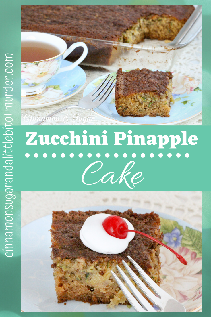 With a combination of both veggies and fruit, Zucchini Pineapple Cake is a supremely moist cake that's suitable for both dessert, snacks, or even breakfast. Recipe shared with permission granted by Krista Davis, author of THE DOG WHO KNEW TOO MUCH. 