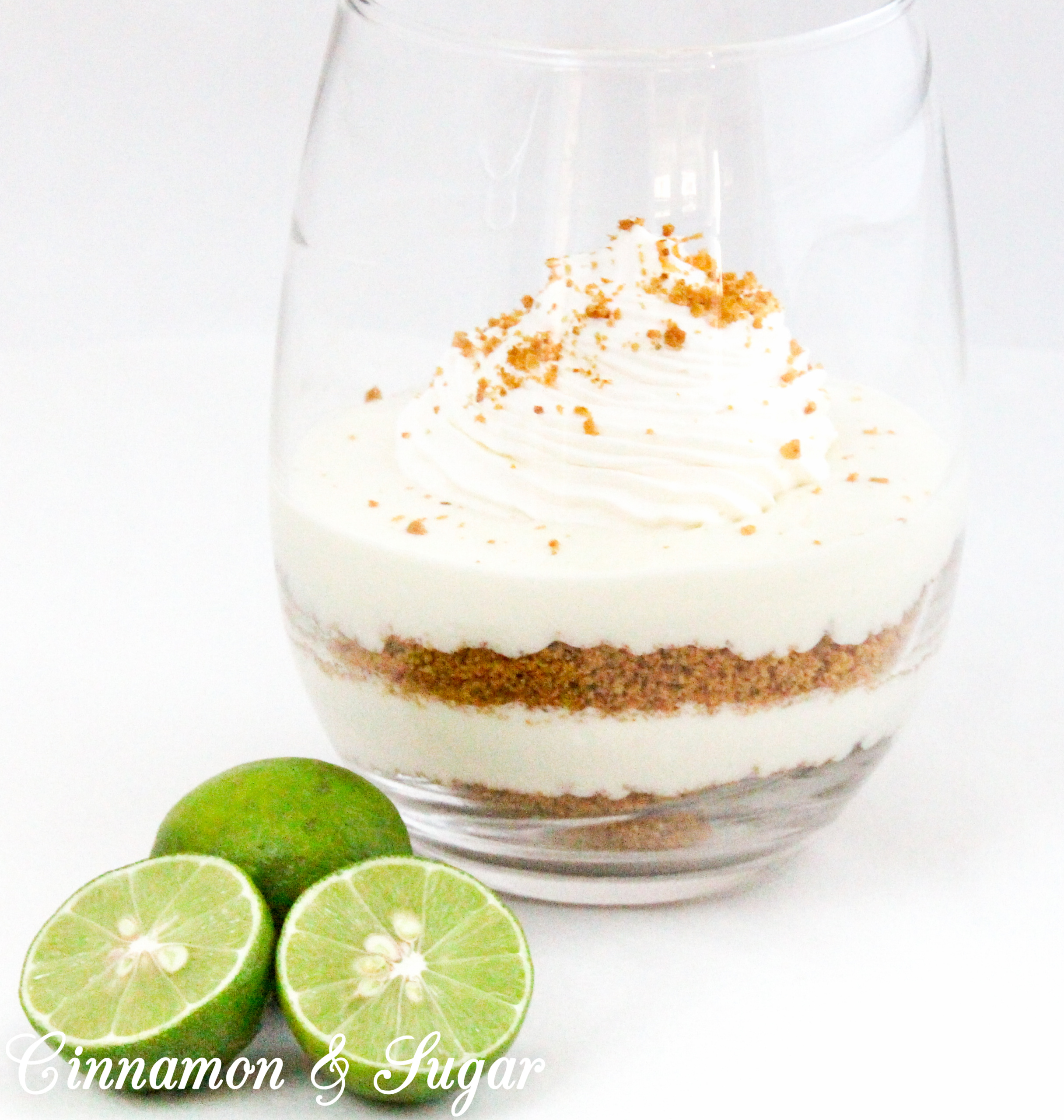 Key Lime Parfait combines tart citrus key limes with creamy whipped cream. Layered with crunchy, sweet graham cracker crumbs this dessert makes for an elegant presentation. Recipe shared with permission granted by Lucy Burdette, author of THE KEY LIME CRIME.