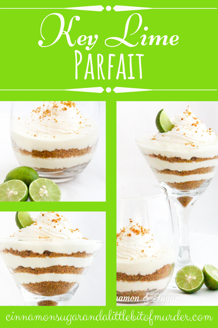 Key Lime Parfait combines tart citrus key limes with creamy whipped cream. Layered with crunchy, sweet graham cracker crumbs this dessert makes for an elegant presentation. Recipe shared with permission granted by Lucy Burdette, author of THE KEY LIME CRIME.