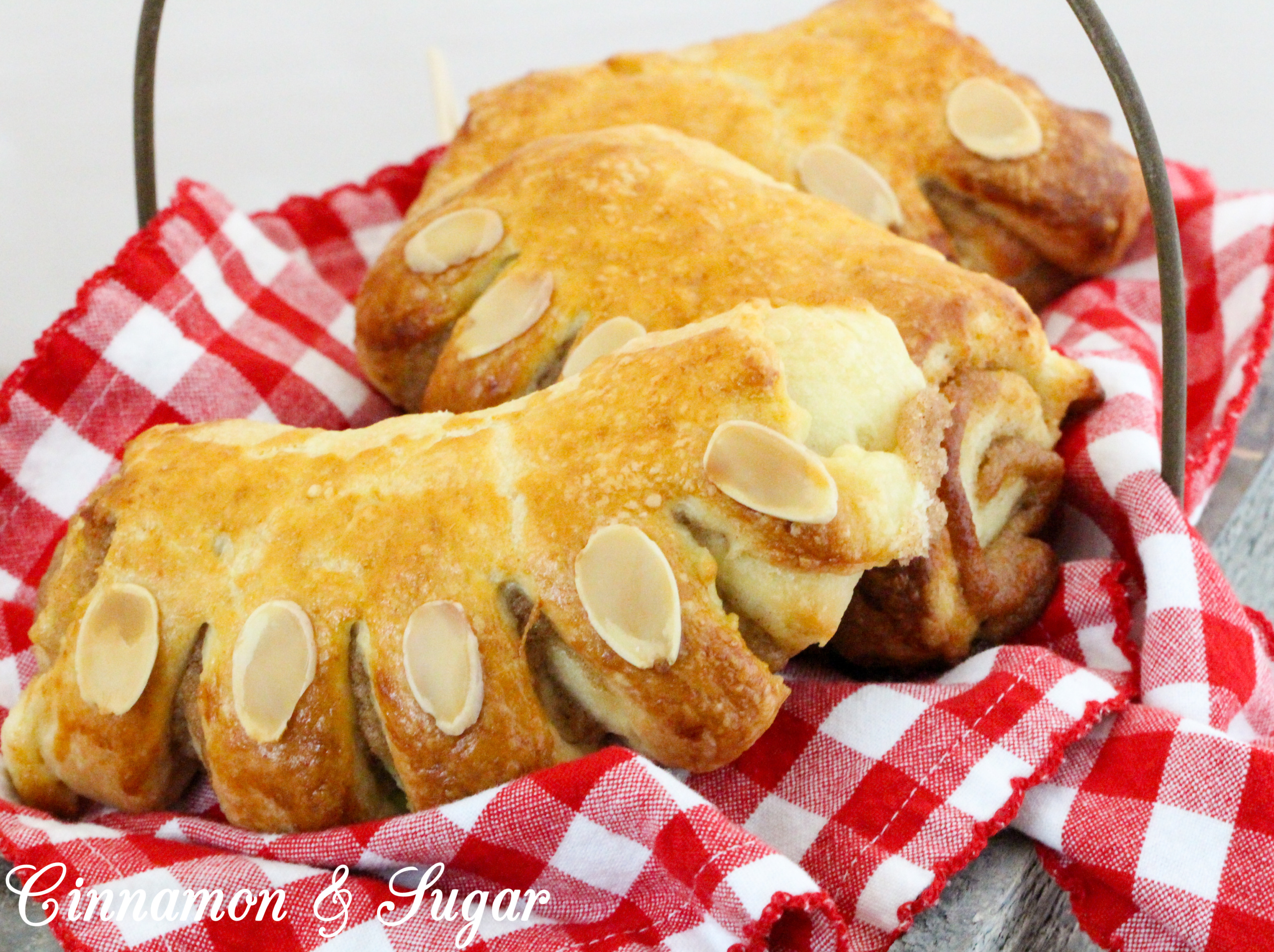 With flaky pastry encasing a sweet almond filling, these Almond Bear Claws are a scrumptious addition to breakfast, brunch, or coffee break! Recipe shared with permission granted by Elizabeth Logan, author of MOUSSE AND MURDER.