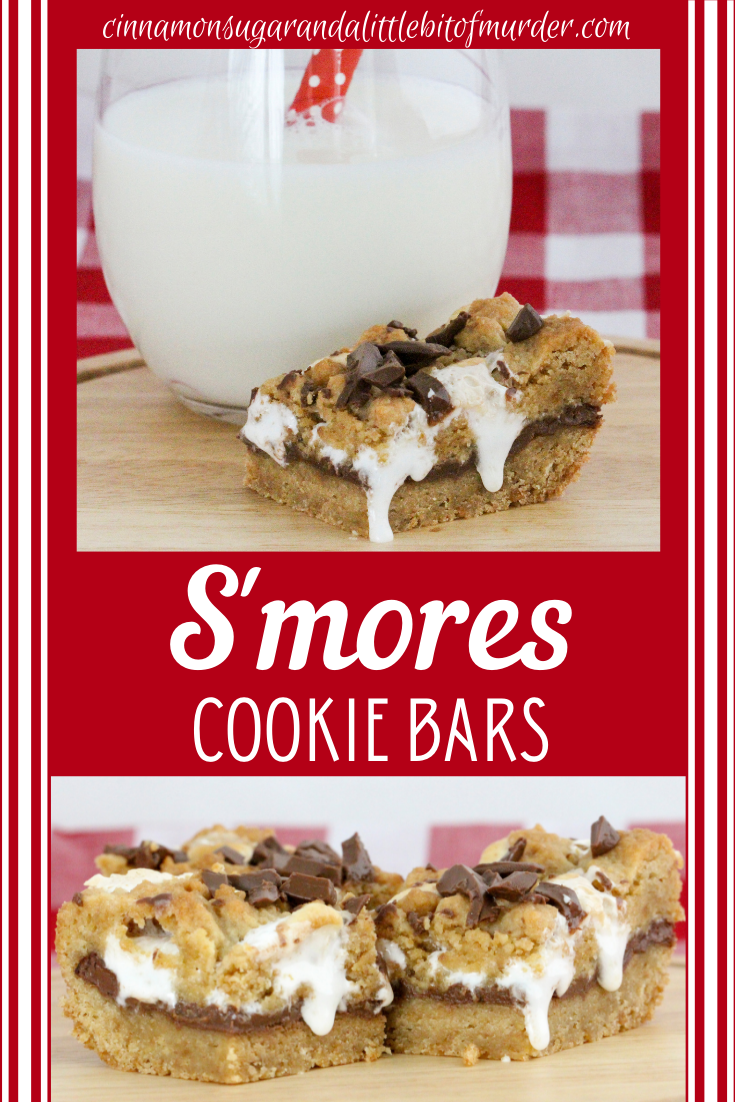 No campfires required! S'mores Cookie Bars have a graham cracker cookie dough base and topping, and a rich layer of iconic chocolate bars with gooey marshmallows. Recipe created by Cinnamon & Sugar for Catherine Bruns, author of KNEE DEEP IN DOUGH.