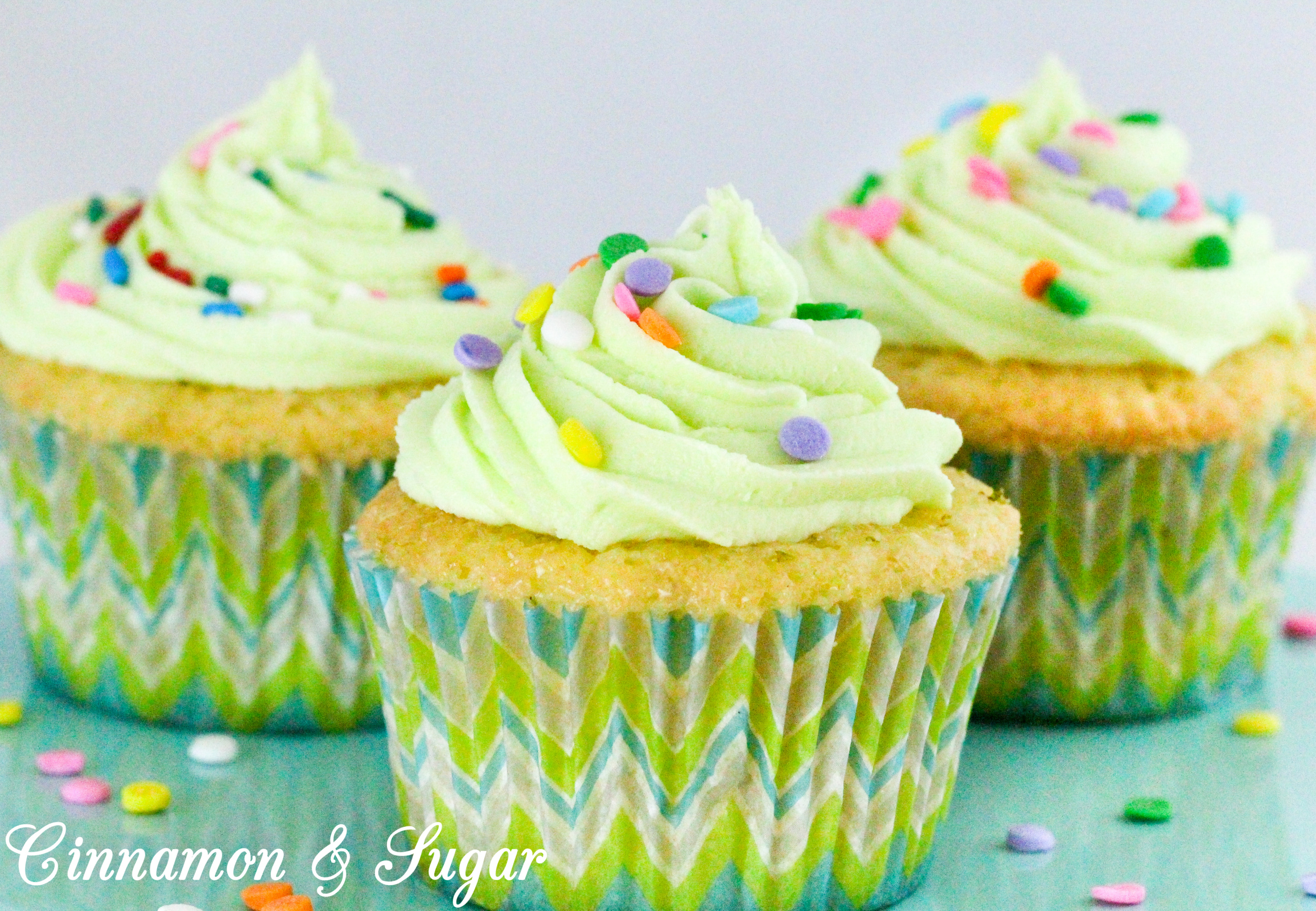 Based on the popular Gimlet Cocktail, these Gimlet Cupcakes replicate the flavor by using layers of premium gin and zesty fresh limes. Recipe shared from cozy mystery SPRINKLES OF SUSPICION by Kim Davis.