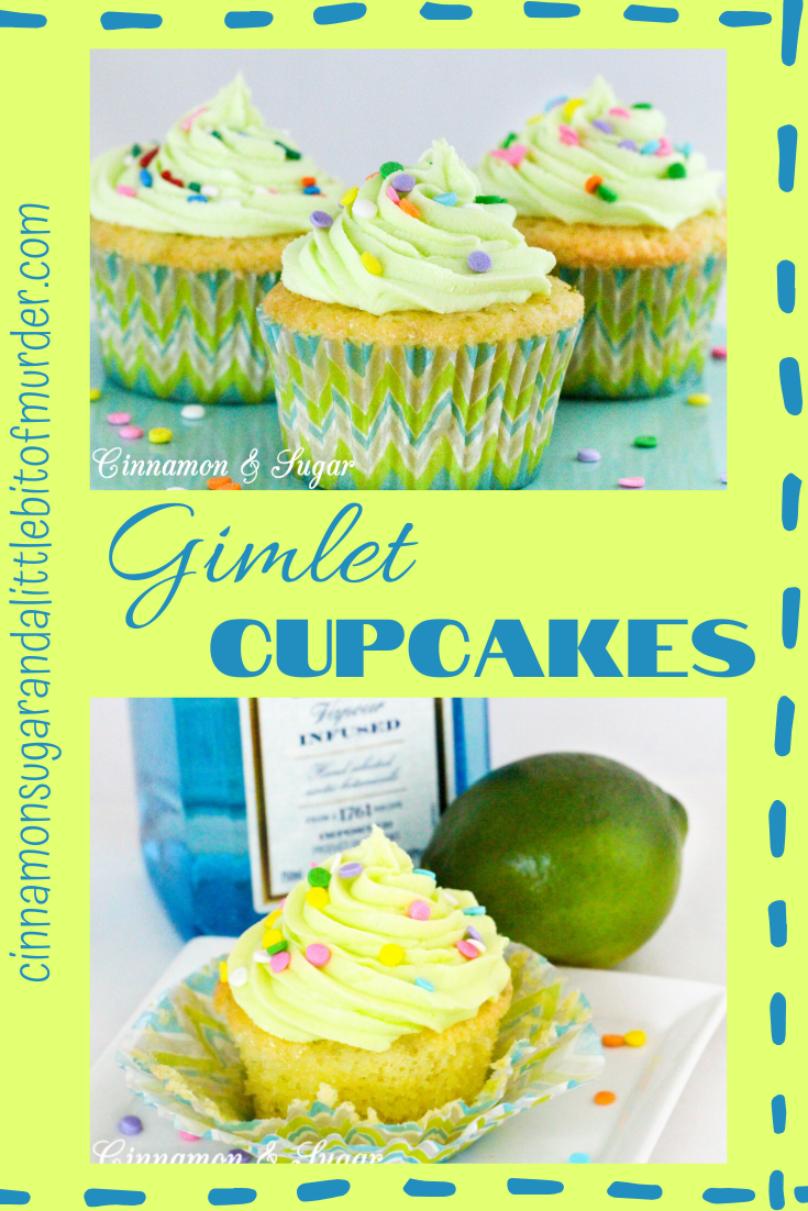 Based on the popular Gimlet Cocktail, these Gimlet Cupcakes replicate the flavor by using layers of premium gin and zesty fresh limes. Recipe shared from cozy mystery SPRINKLES OF SUSPICION by Kim Davis.