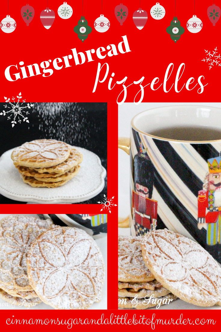 Warming spices and sugary goodness will make your kitchen smell like Christmas when you make these Gingerbread Pizzelles! Recipe created by Cinnamon & Sugar for Catherine Bruns, author of THE ENEMY YOU GNOCCHI.