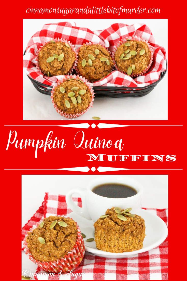 Both vegan and gluten-free, Pumpkin Quinoa Muffins caters not only to dietary restrictions but is a delicous, healthy treat for everyone who enjoys moist, yummy muffins! Recipe shared with permission granted by Debra H. Goldstein, author of THREE TREATS TOO MANY. 