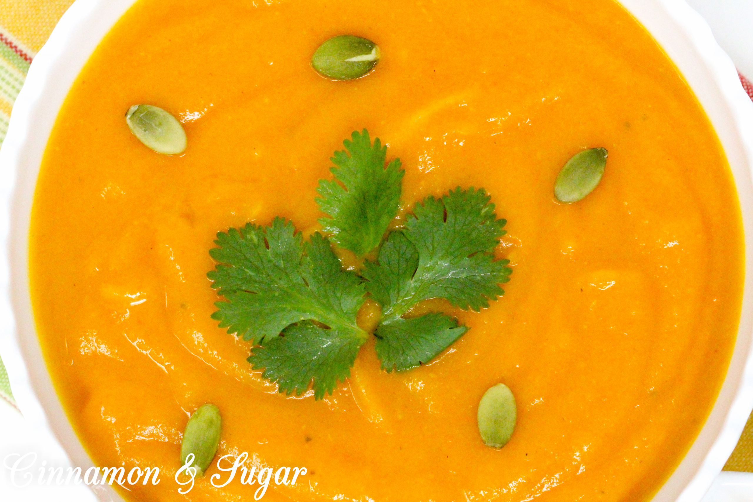 Combining warming spices and the rich-colored hue of sweet potatoes, Curried Sweet Potato Soup is a comforting and nourishing dish. Recipe shared with permission granted by Maureen Klovers, author of OF MASQUES AND MURDER.