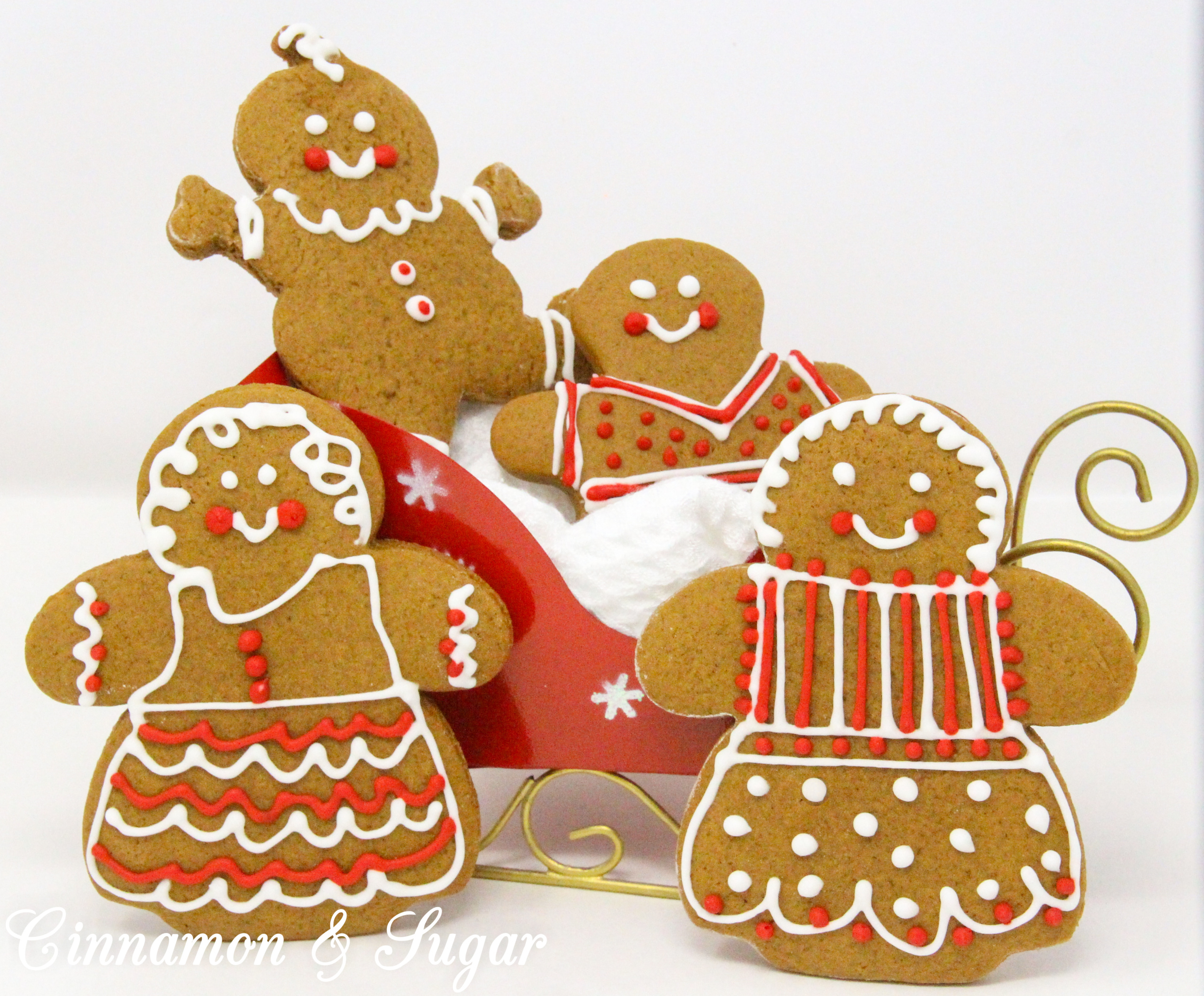 Gingerbread People are sweet, spiced cutout cookies that remain soft instead of overly crunchy. While gingerbread cookies are associated with Christmas, these yummy cookies are delicious anytime you desire a satisfying spiced cookie! Recipe shared with permission granted by Maddie Day, author of CANDY SLAIN MURDER.