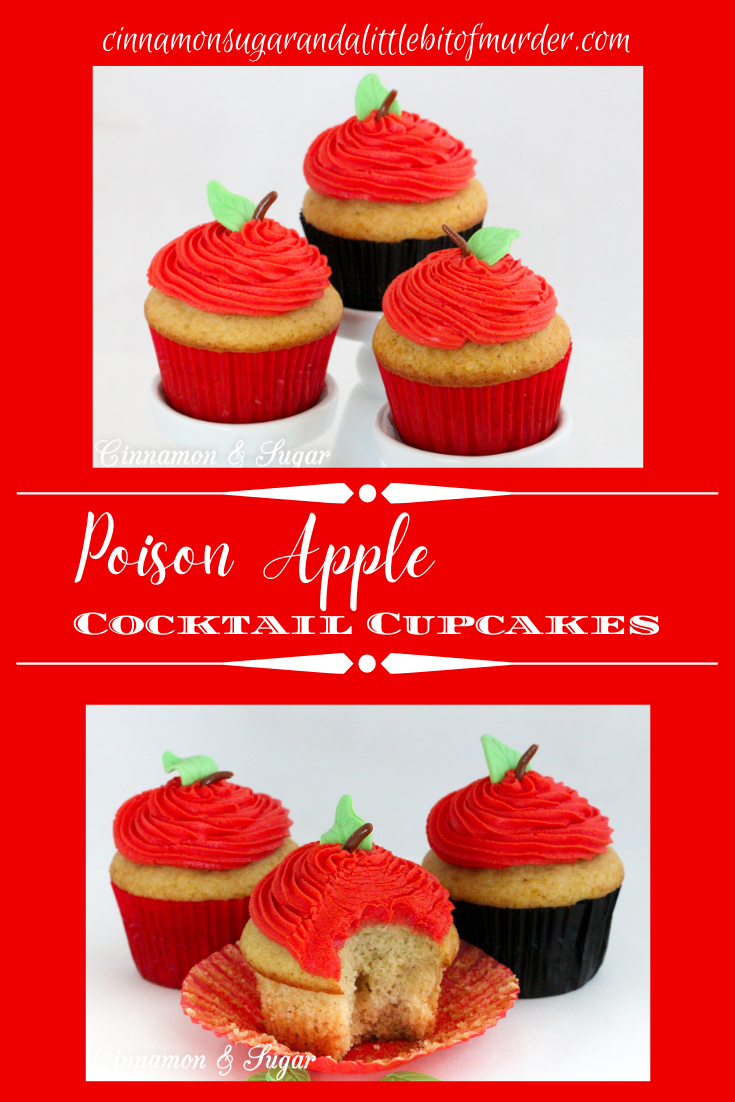 Poison Apple Cocktail Cupcakes, with generous amounts of boozy libations in both the batter and the frosting, are a fun and tasty addition to grownup Halloween celebrations. Recipe created by Kim Davis, author of CAKE POPPED OFF. 