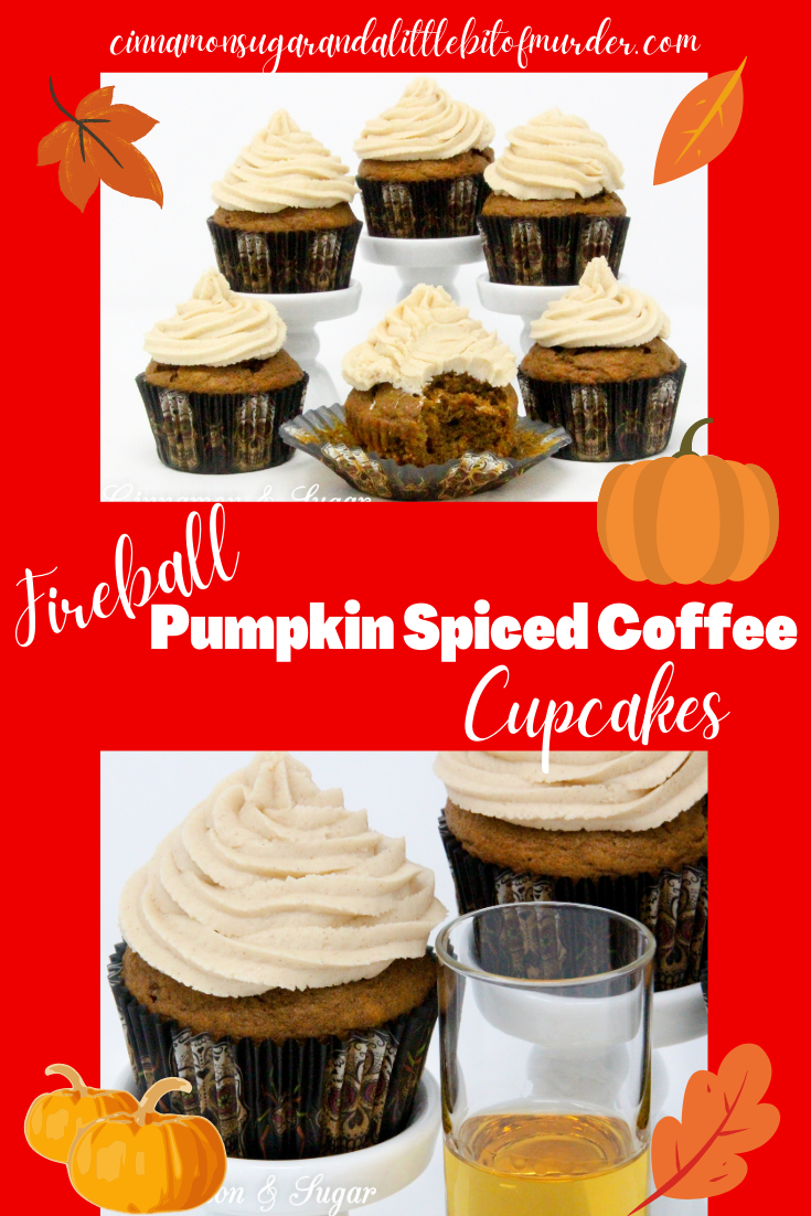 Fireball Pumpkin Spiced Coffee Cupcakes combine the flavors of fall with the bite of warming cinnamon whiskey. These cocktail cupcakes are perfect for imbibing in front of a cozy fire or sharing with friends as you celebrate autumn. Recipe created by Kim Davis, author of CAKE POPPED OFF.