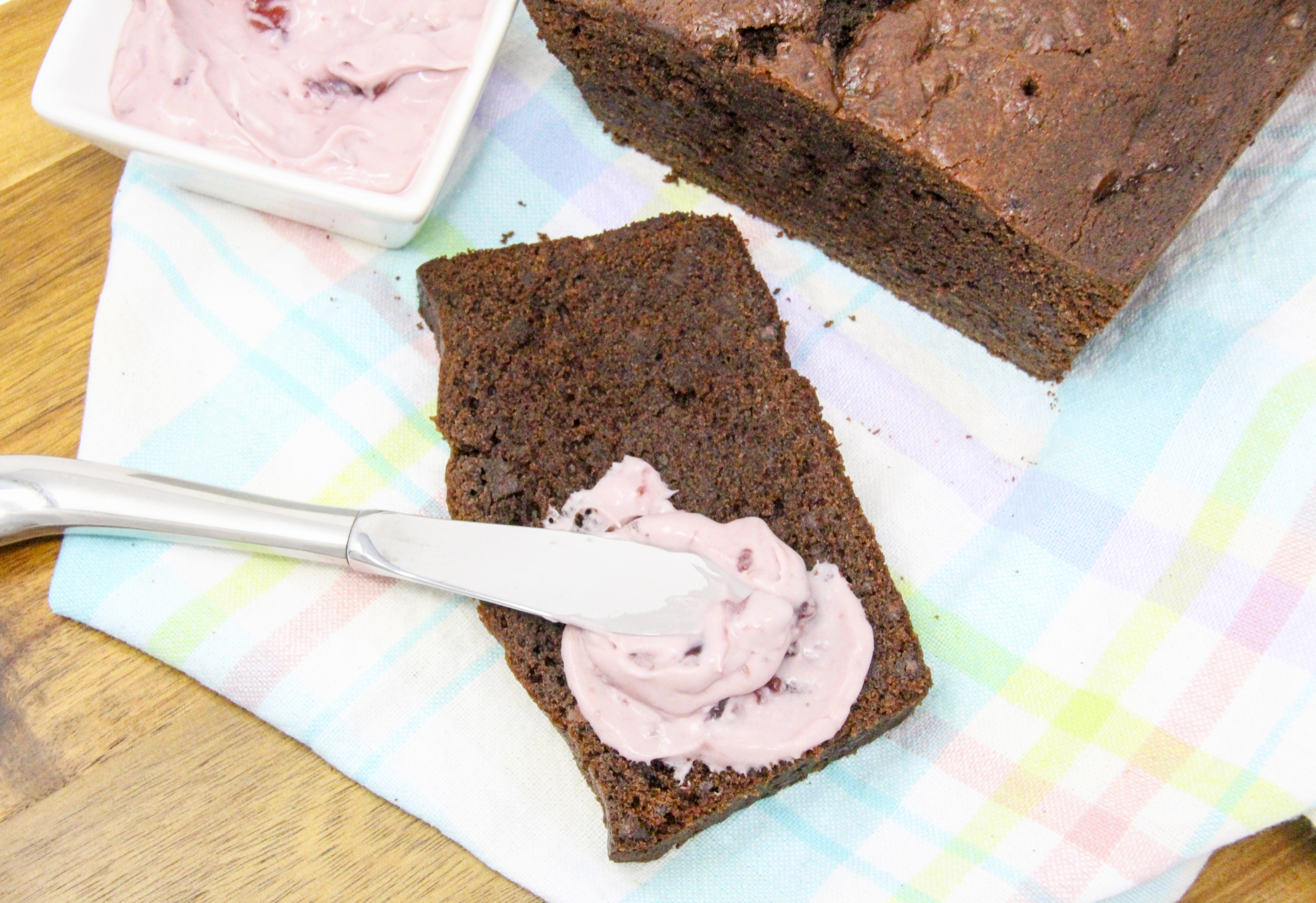 Super rich and super chocolaty, Gluten-Free Chocolate Loaf with Cherry Mascarpone Filling (or spread) ratcheted up the yum factor! A delectable treat for brunch, afternoon tea, or for anytime you feel like spoiling yourself! Recipe shared with permission granted by Libby Klein, author of BEAUTY EXPOS ARE MURDER.