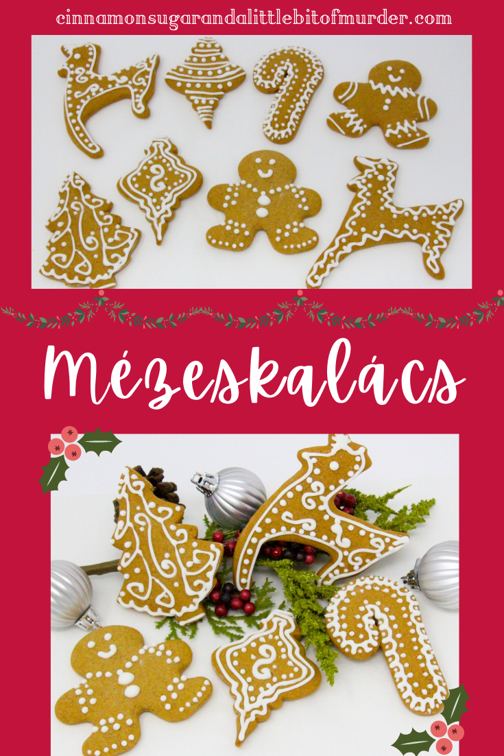 Juliana's Christmas Mézeskalács, are basically Hungarian honey soft gingerbread cutout cookies. Flavorful thanks to the addition of a generous amount of spices these festive cookies will make holiday cookie platters appear elegant and enticing! Recipe shared with permission granted by Julia Buckley, author of DEATH ON THE NIGHT OF LOST LIZARDS.