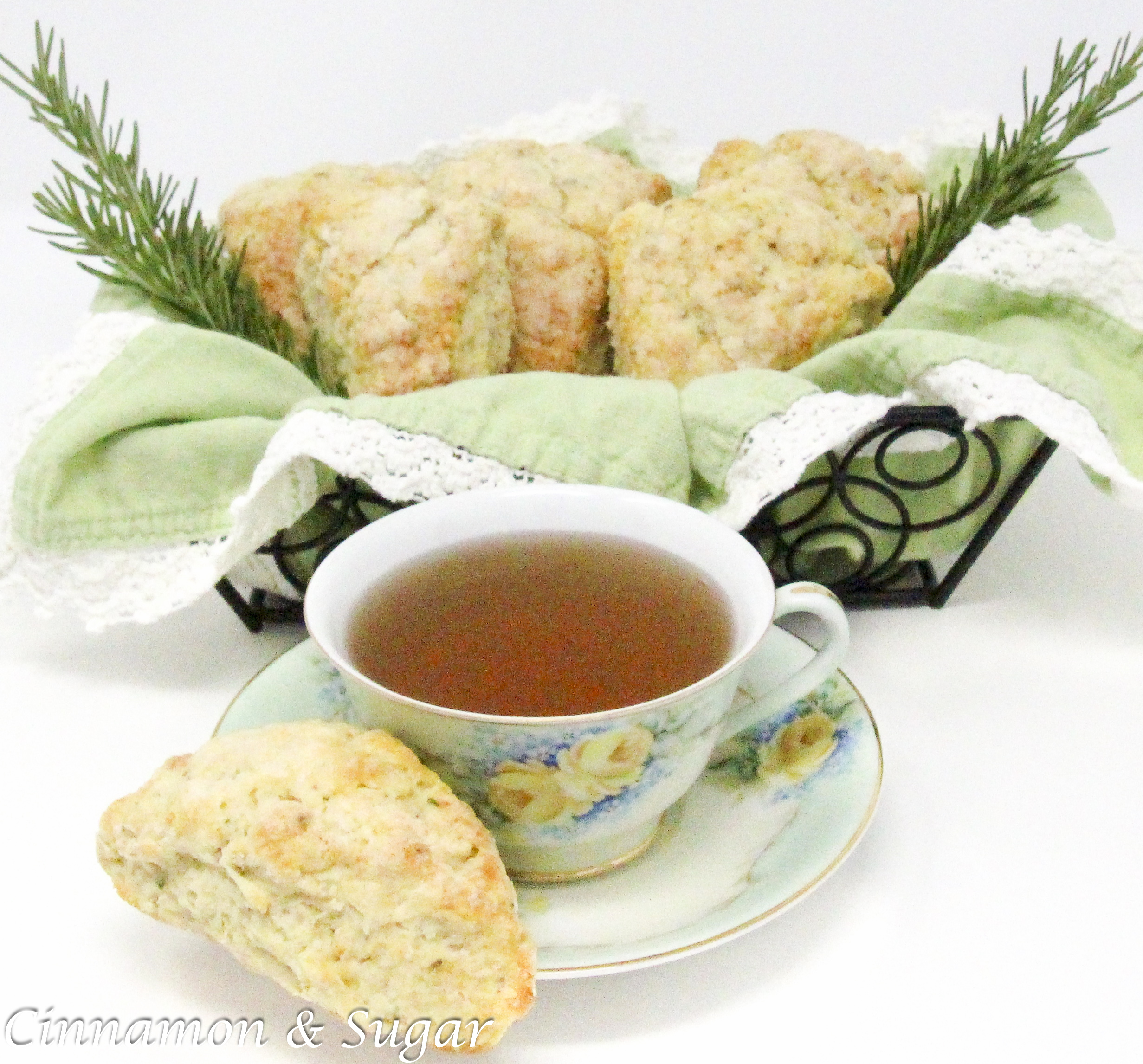 Flaky and rich, these scones contained just the right amount of rosemary while the lemon complemented and tempered the flavor. Recipe shared with permission granted by Maddie Day, author of NO GRATER CRIME.