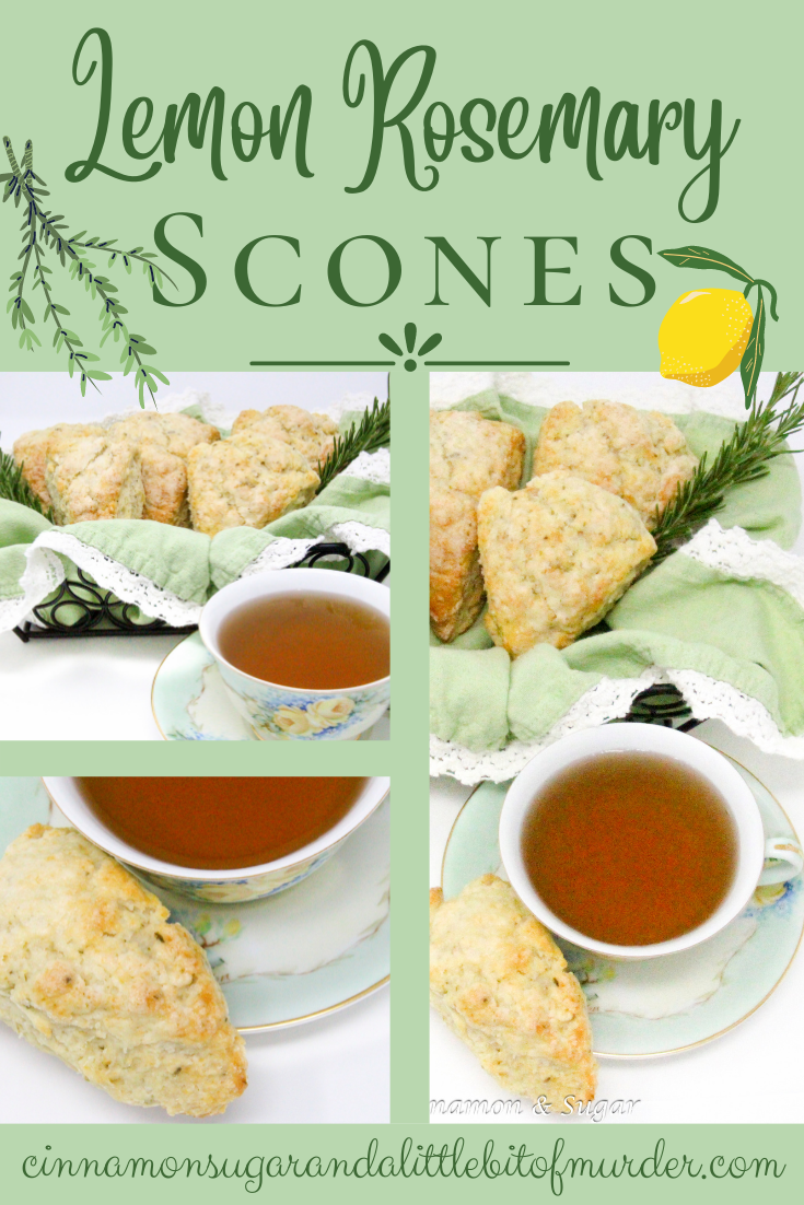 Flaky and rich, these scones contained just the right amount of rosemary while the lemon complemented and tempered the flavor. Recipe shared with permission granted by Maddie Day, author of NO GRATER CRIME.