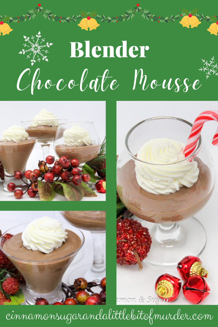 Rich, creamy, and oh so delightful, the extra kick of espresso added a yummy depth to the dark chocolate in this easy to make Blender Chocolate Mousse. Recipe shared with permission granted by Amy Pershing, author of AN EGGNOG TO DIE FOR.