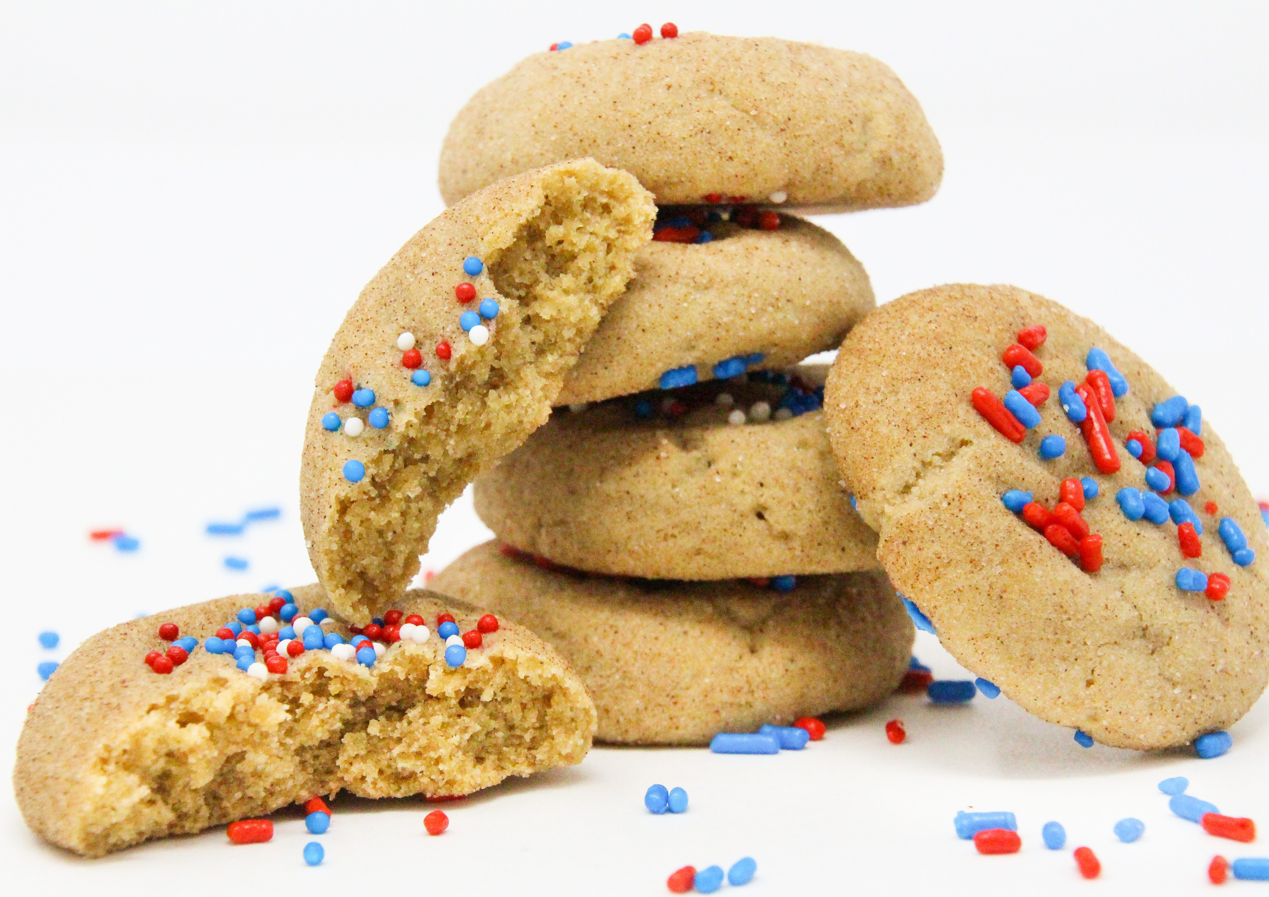 Basically snickerdoodles, the addition of colorful, patriotic sprinkles earns them the name of Yankerdoodles. With the addition of brown sugar to provide a deeper flavor, these soft, childhood favorite cookies will bring back wonderful memories and create new memories with your own family. Recipe shared with permission granted by Maddie Day, author of BATTER OFF DEAD. 