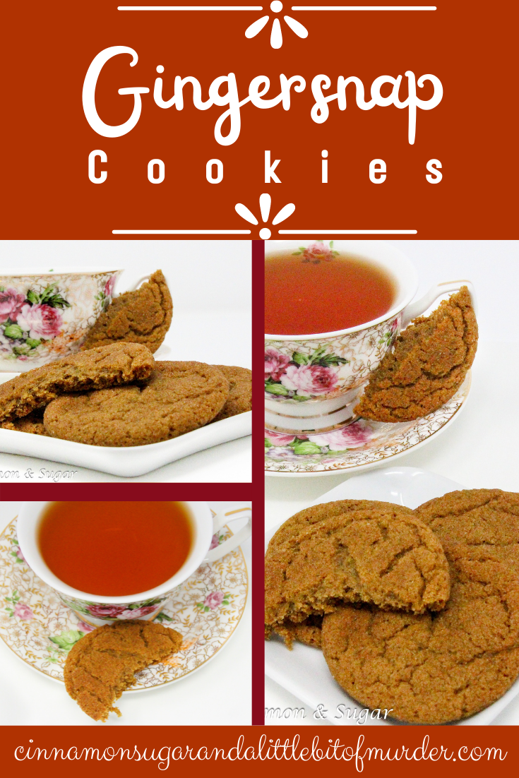 With plenty of warming spices to make taste buds sing, these gingersnap cookies are crispy around the edges and soft and chewy in the middle... perfection! Recipe shared with permission granted by Michelle Hillen Klump, author of A DASH OF DEATH. 