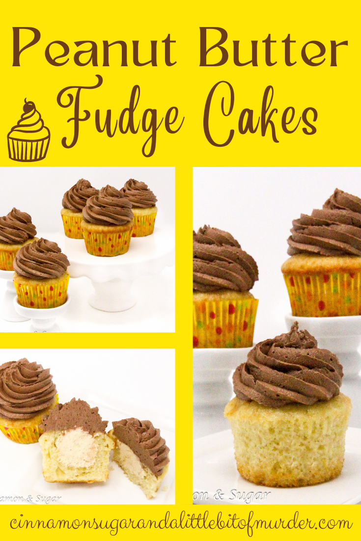 While there may be several steps to making Peanut Butter Fudge Cakes, each component from the little cakes to the peanut butter filling, to the fudgy frosting are all equally delicious! Recipe shared with permission granted by Libby Klein, author of ANTIQUE AUCTIONS ARE MURDER. 