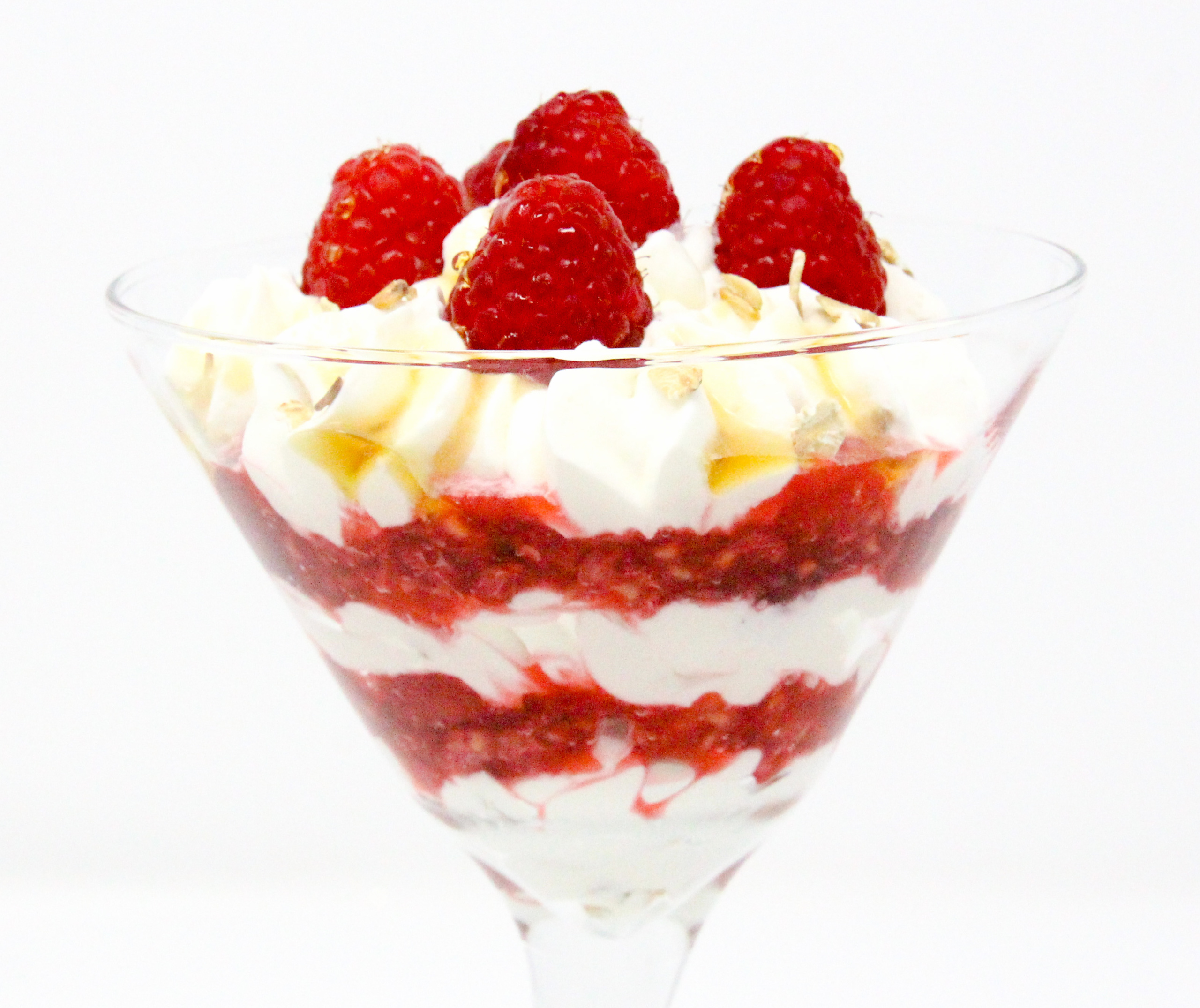 This Americanized version of Cranachan features layers of sweet red raspberries, whiskey imbued whipped cream and toasted oats making it a popular Burns Day dinner dessert! 