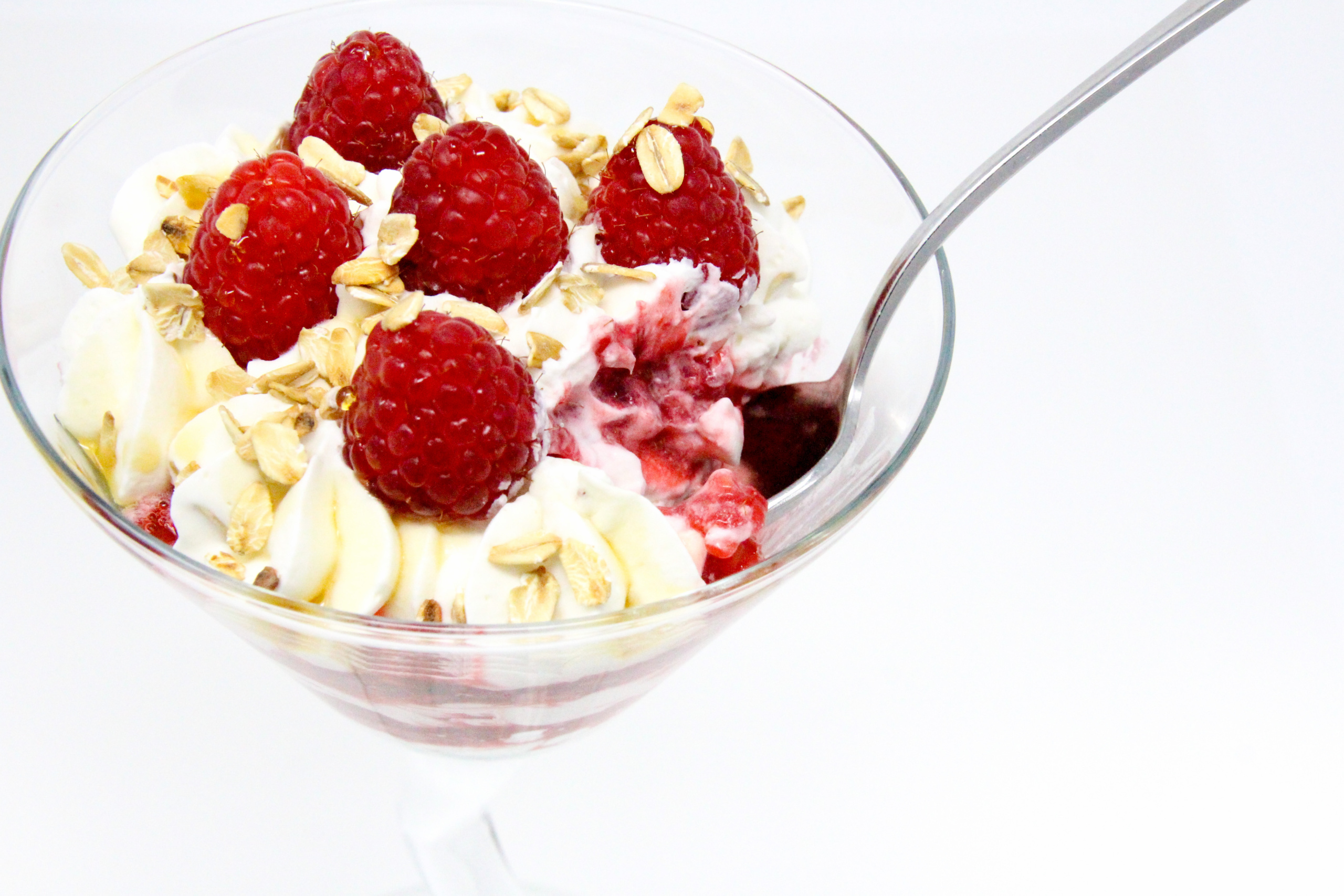 This Americanized version of Cranachan features layers of sweet red raspberries, whiskey imbued whipped cream and toasted oats making it a popular Burns Day dinner dessert! 