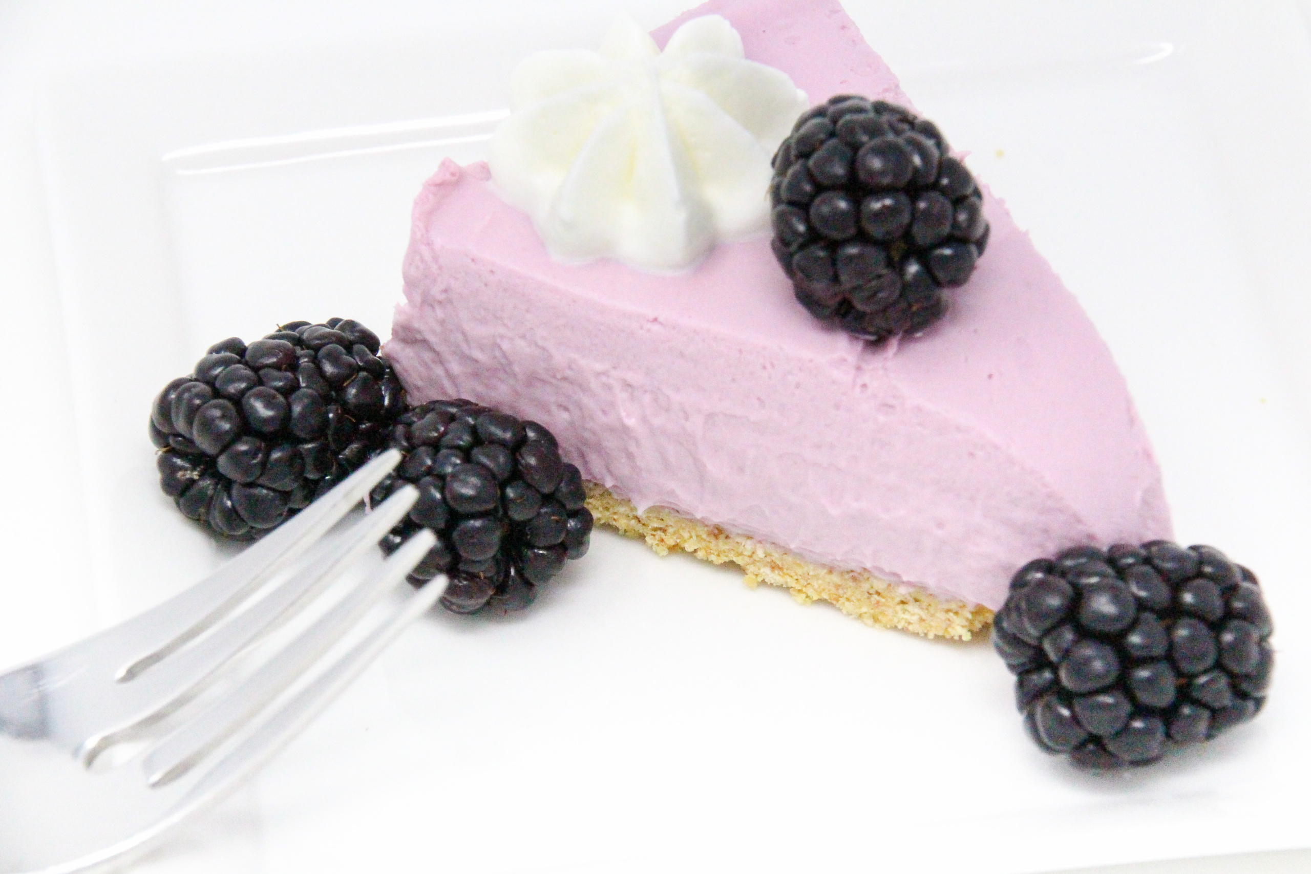 Perfect for hot summer weather, Blackberry No-Bake Cheesecake has a creamy, rich flavor without turning on the oven! Recipe shared with permission granted by Krista Davis, author of THE DIVA SAYS CHEESECAKE. 