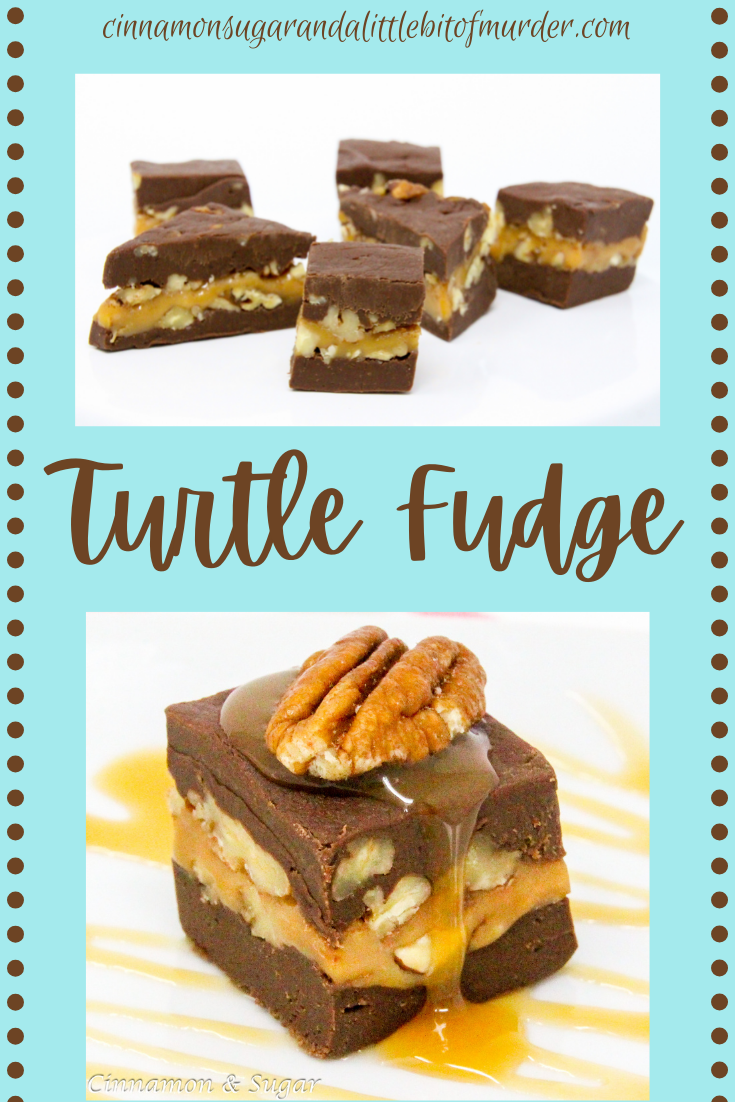 Turtle Fudge utilizes pantry-stable items like caramel pieces, chocolate chips, and sweetened condensed milk yet the resulting treat is candy shop worthy! Recipe shared with permission granted by Nancy Coco, author of A Midsummer Night's Fudge. 