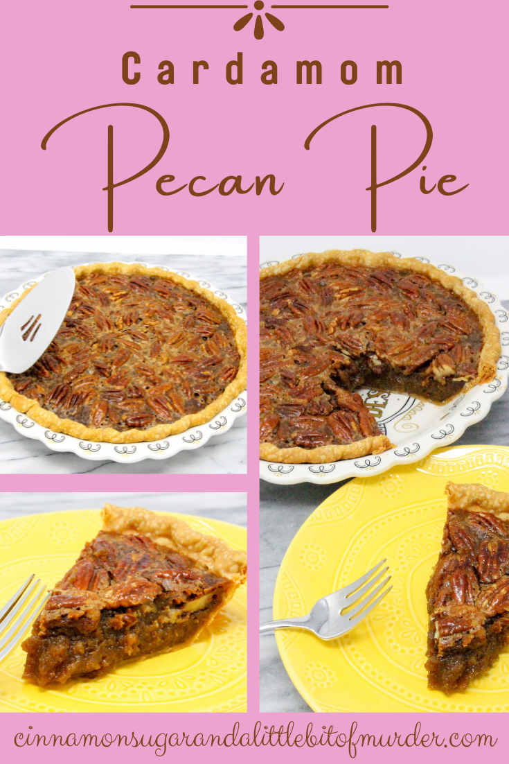 Cardamom Pecan Pie has plenty of natural sweetness thanks to maple syrup and a generous amount of pecans. The hint of cardamom elevates the flavor to scrumptious! Recipe shared with permission granted by Barbara Ross, author of MUDDLED THROUGH.