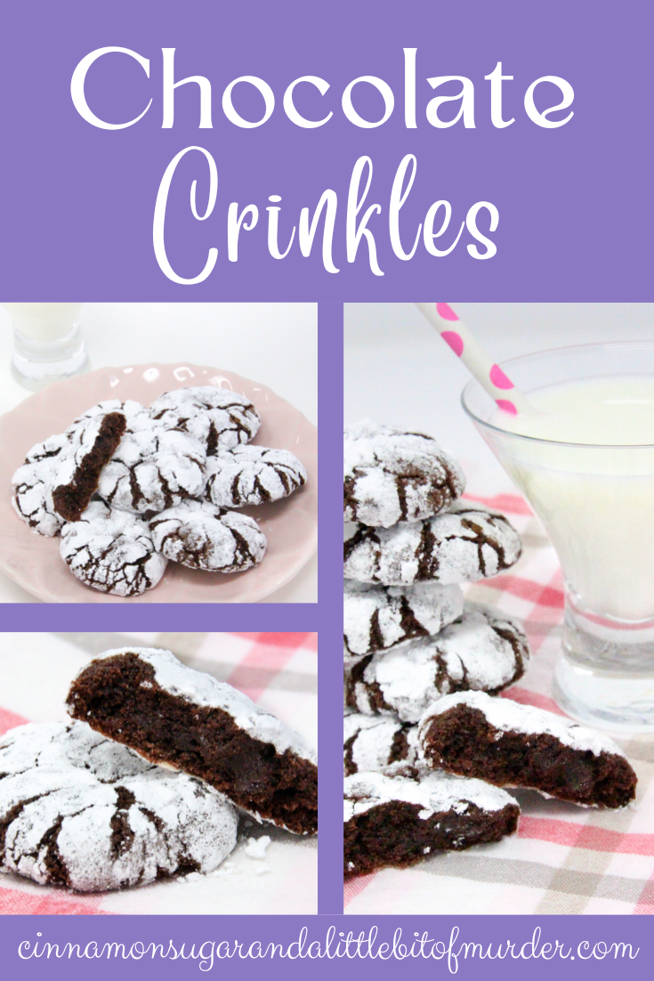 Chocolate Crinkles are rolled into both granulated and powdered sugar before baking, giving the cookies a crisp edge and a fudgy interior cookie - heavenly! Recipe shared with permission granted by Daryl Wood Gerber, author of A HINT OF MISCHIEF.