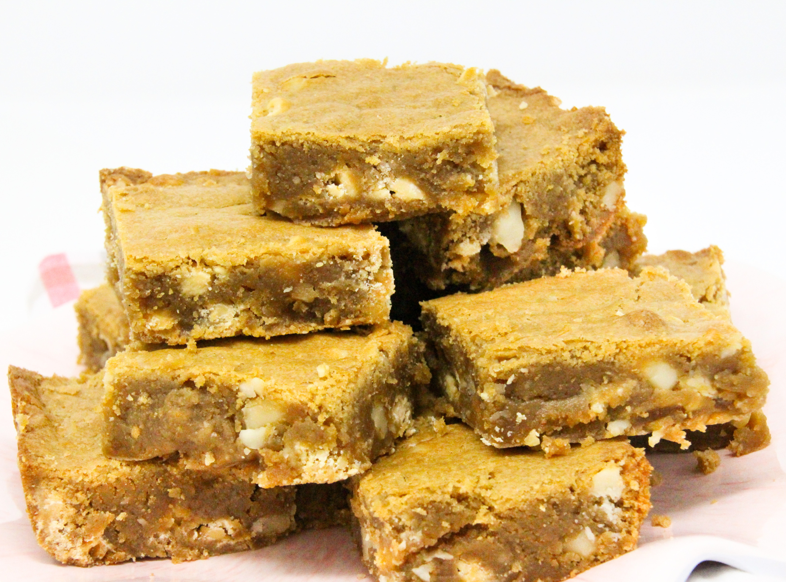 Sally’s Decadent Blondies are melt-in-your mouth deliciousness with a generous portion of macadamia nuts and white chocolate chips encased in a brown sugar-based cookie. Recipe shared with permission granted by Leslie Karst, author of THE FRAGRANCE OF DEATH.