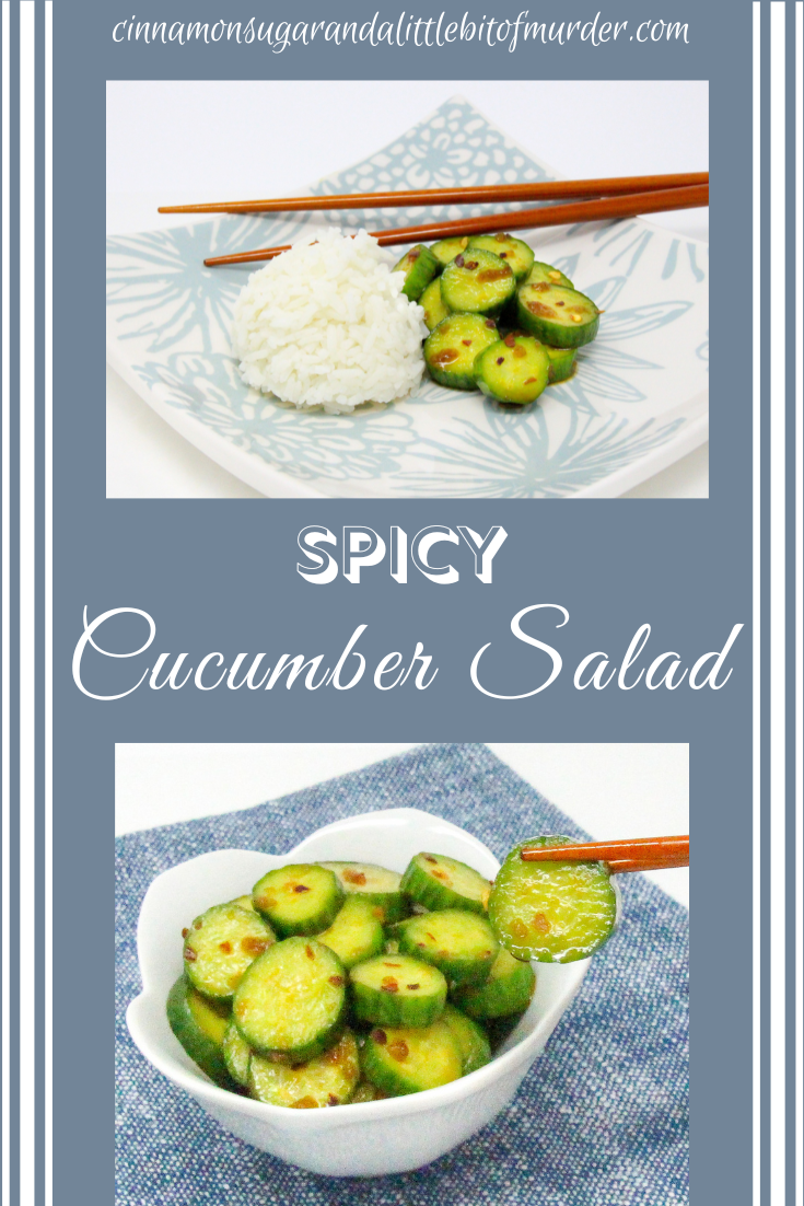 Tangy and a touch of heat, Spicy Cucumber Salad makes a great accompaniment to any roasted or sautéed meat entrée or whenever you want a refreshing way to showcase your bountiful garden harvest of cucumbers. Recipe shared with permission granted by Jennifer J. Chow, author of DEATH BY BUBBLE TEA. 