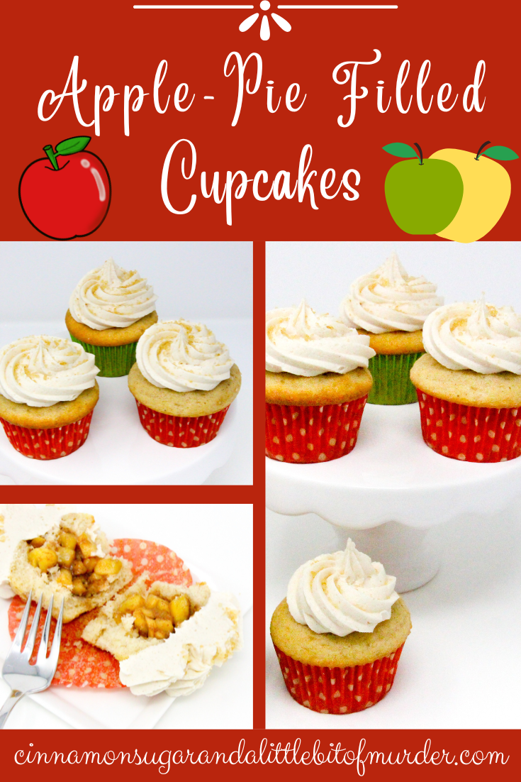 With a makeover, these boxed cake mix-based Apple-Pie Filled Cupcakes bring autumn flavors to the dessert table! Recipe shared with permission granted by Kim Davis, author of BUTTERCREAM BETRAYAL. 
