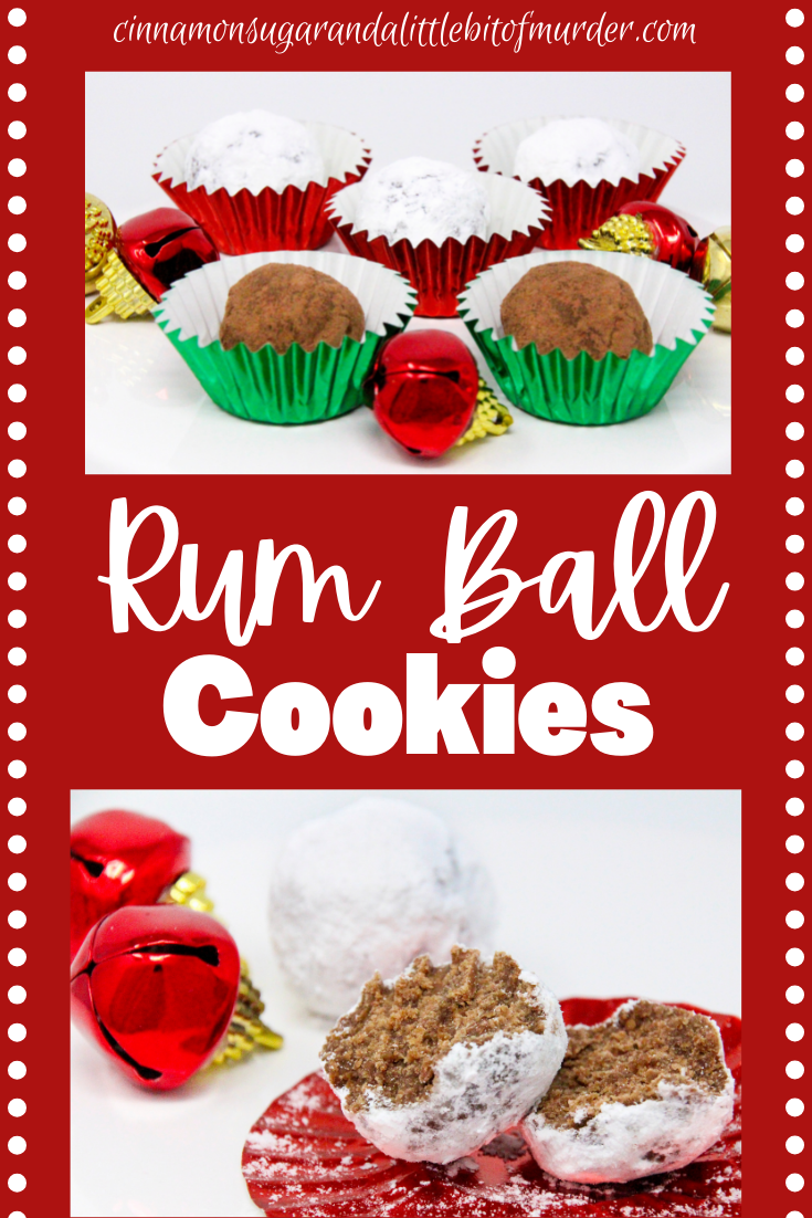 No-Bake Rum Ball Cookies only require a few simple ingredients and a quick whirl in the food process for delicious, easy to make treats. Recipe created by Cinnamon & Sugar for Catherine Bruns, author of SEASONED WITH MURDER. 