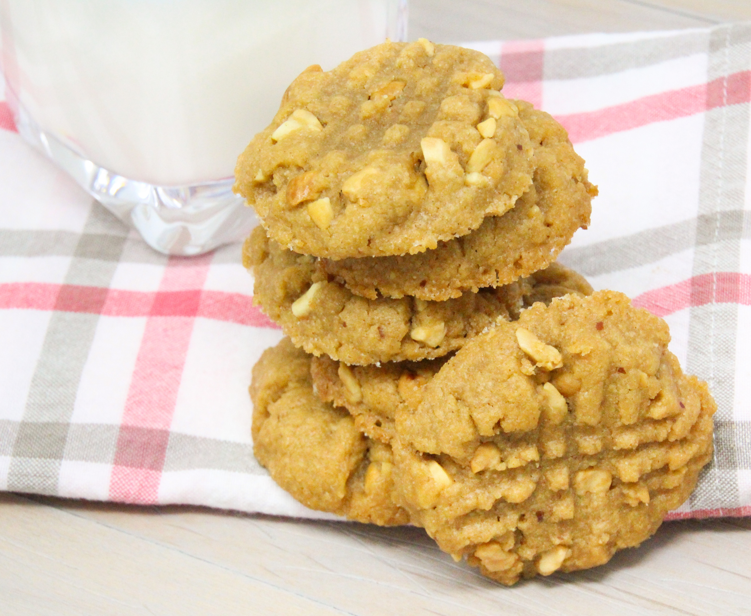 Using only four ingredients and NO flour, these easy peanut butter cookies are naturally gluten-free and are crispy on the edges and chewy on the insides. Recipe shared with permission granted by Valerie Burns, author of MURDER IS A PIECE OF CAKE. 