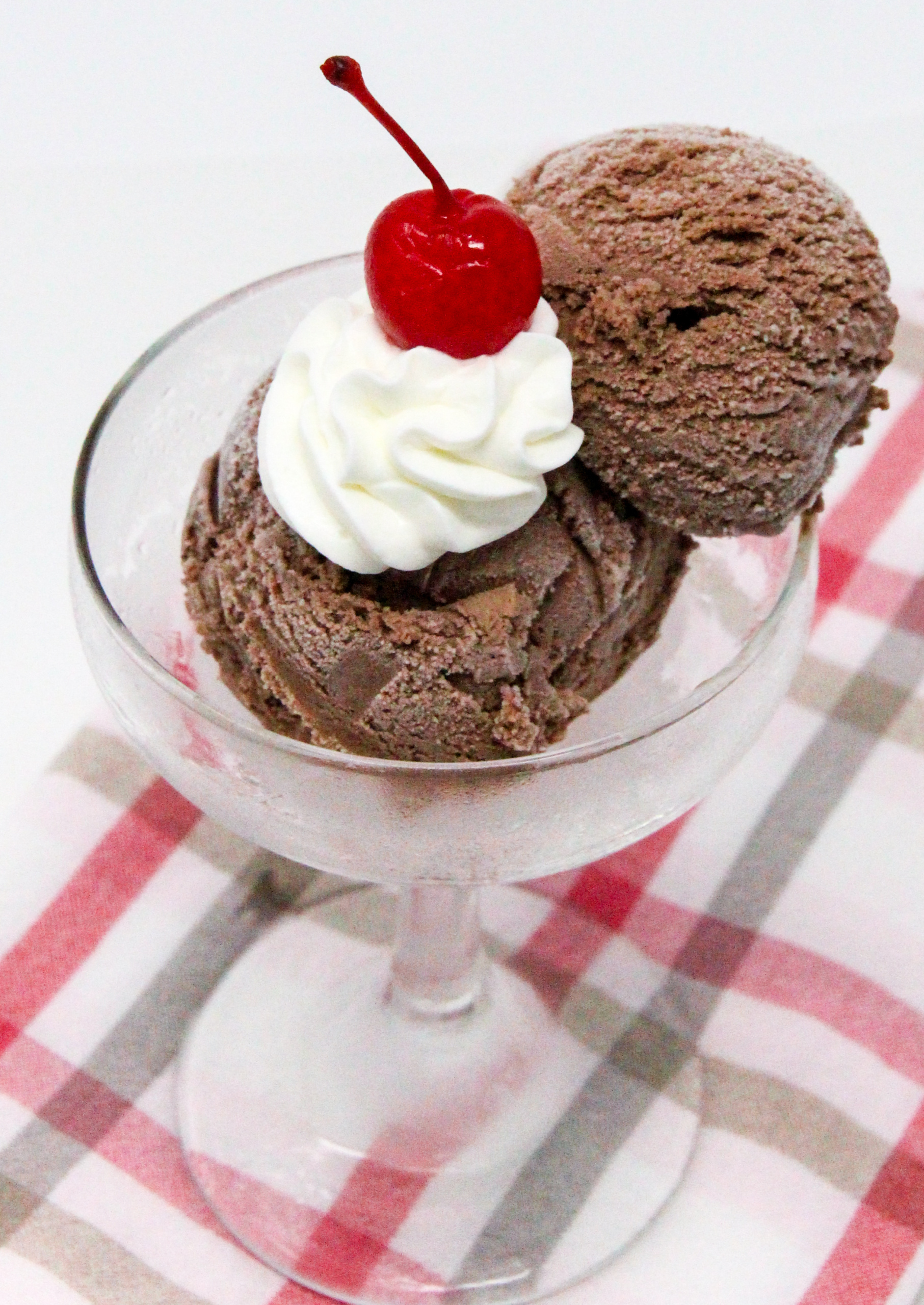 Shortcut Hot Cocoa Ice Cream uses four simple ingredients and the no-cook recipe mixes up quickly. After a quick fifteen-minute churn in an ice cream maker, the yummy chocolaty soft serve ice cream is ready to eat. Recipe shared with permission granted by the publisher, Sourcebooks / Poisoned Pen Press. 