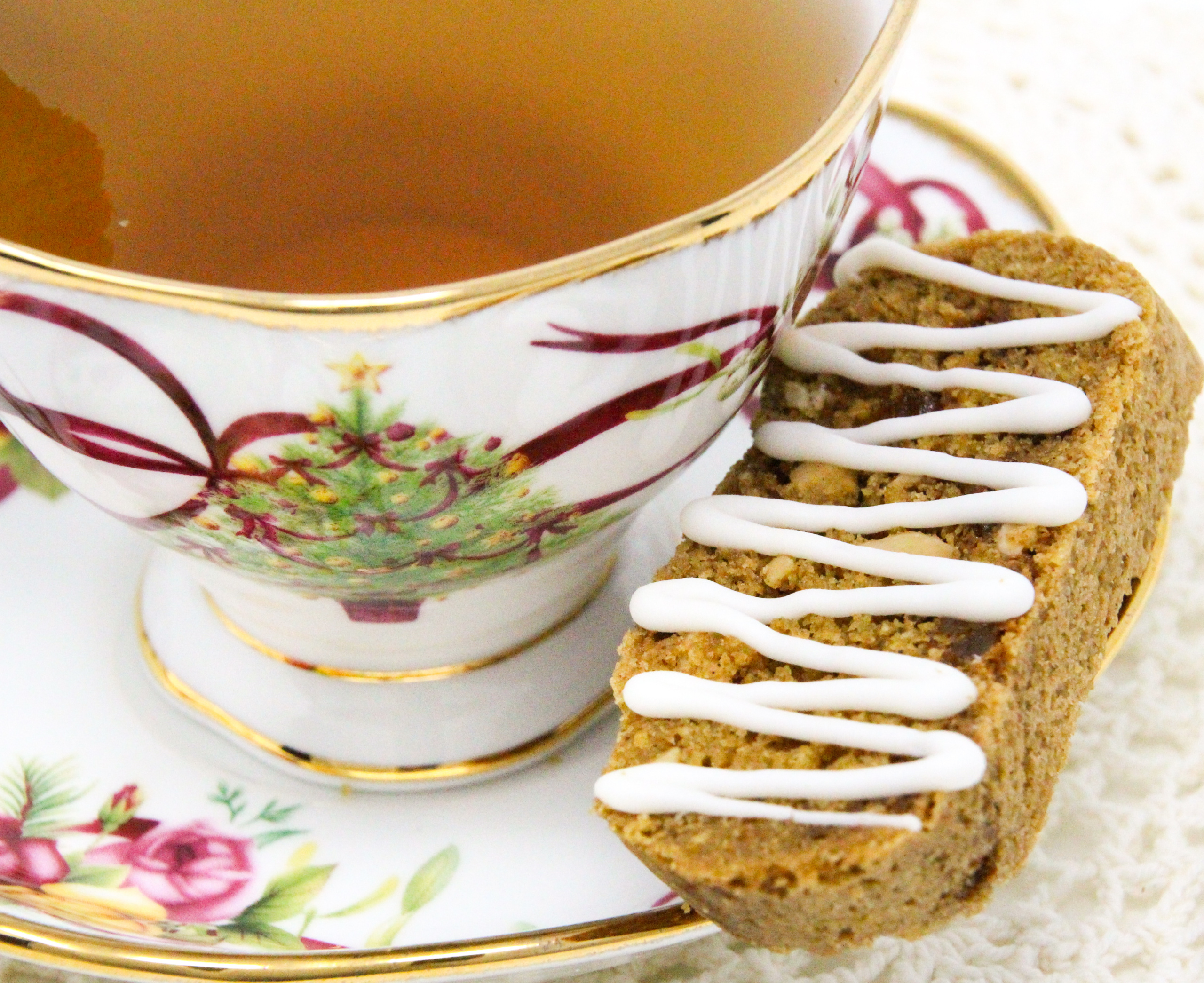 Gluten-free Gingerbread Biscotti are perfectly sweetened and chockful of warming spices and bits of candied ginger. These make the perfect holiday gift for friends and family! Recipe shared with permission granted by Libby Klein, author of SILENT NIGHTS ARE MURDER. 