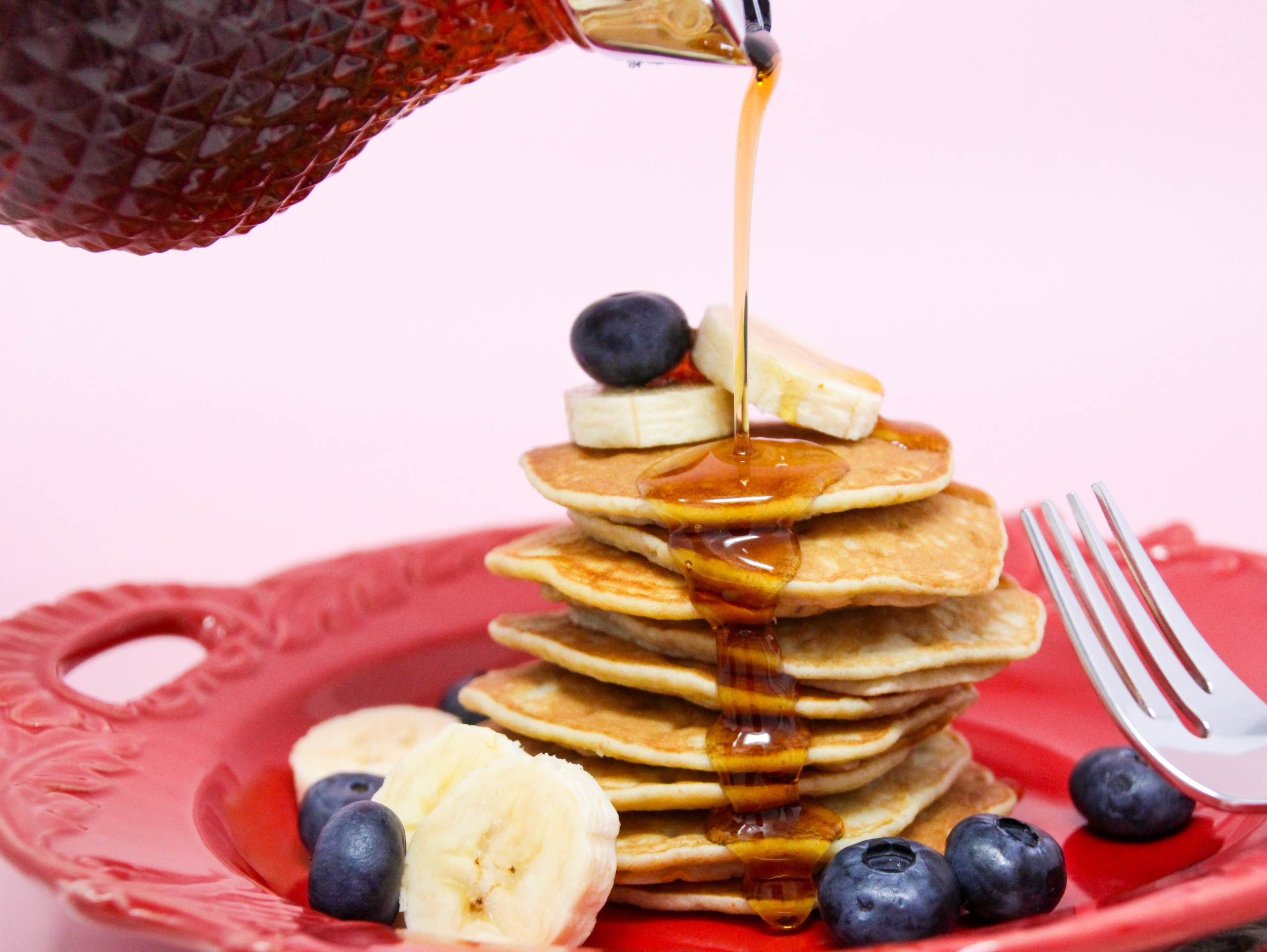 These banana pancakes take just a minute to mix the batter up with a fork, using banana, eggs, and flour. This simple, delicious breakfast is also safe to share a few nibbles with your furry friend! Recipe shared with permission granted by Krista Davis, author of THE WAGTAIL MURDER CLUB.