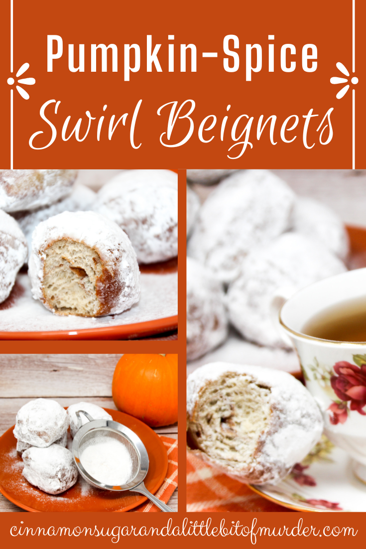 With the addition of a generous amount of pumpkin spice, these Blameless Pumpkin-Spice Swirl Beignets are definitely not short on flavor or enjoyment despite skim milk and only a small amount of butter being used. Recipe shared with permission granted by Ginger Bolton, author of BLAME THE BEIGNETS. 