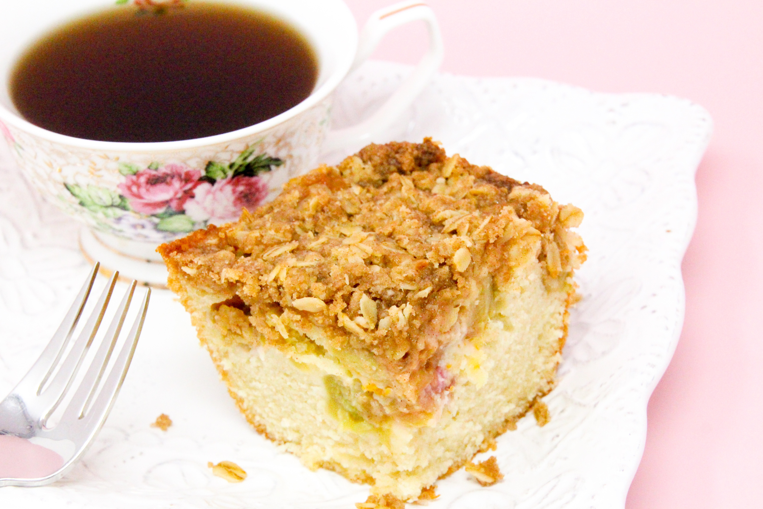 Rhubarb, with it's tart bite, is the perfect complement to a vanilla-based cake and a cinnamon crumble topping. Rhubarb Crumble Cake makes a great breakfast, afternoon coffee break snack, or served as dessert with a scoop of ice cream. Recipe shared with permission granted by Ellie Alexander, author of KILLING ME SOUFFLÉ.