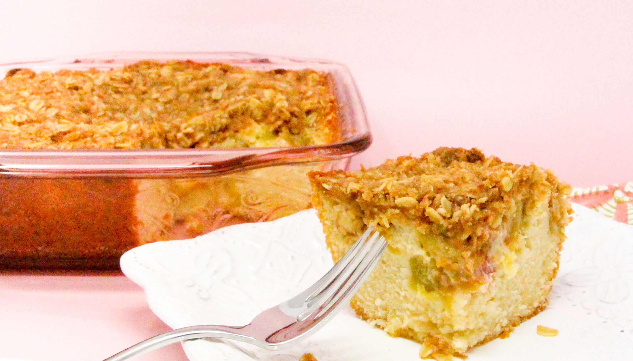 Rhubarb, with it's tart bite, is the perfect complement to a vanilla-based cake and a cinnamon crumble topping. Rhubarb Crumble Cake makes a great breakfast, afternoon coffee break snack, or served as dessert with a scoop of ice cream. Recipe shared with permission granted by Ellie Alexander, author of KILLING ME SOUFFLÉ.