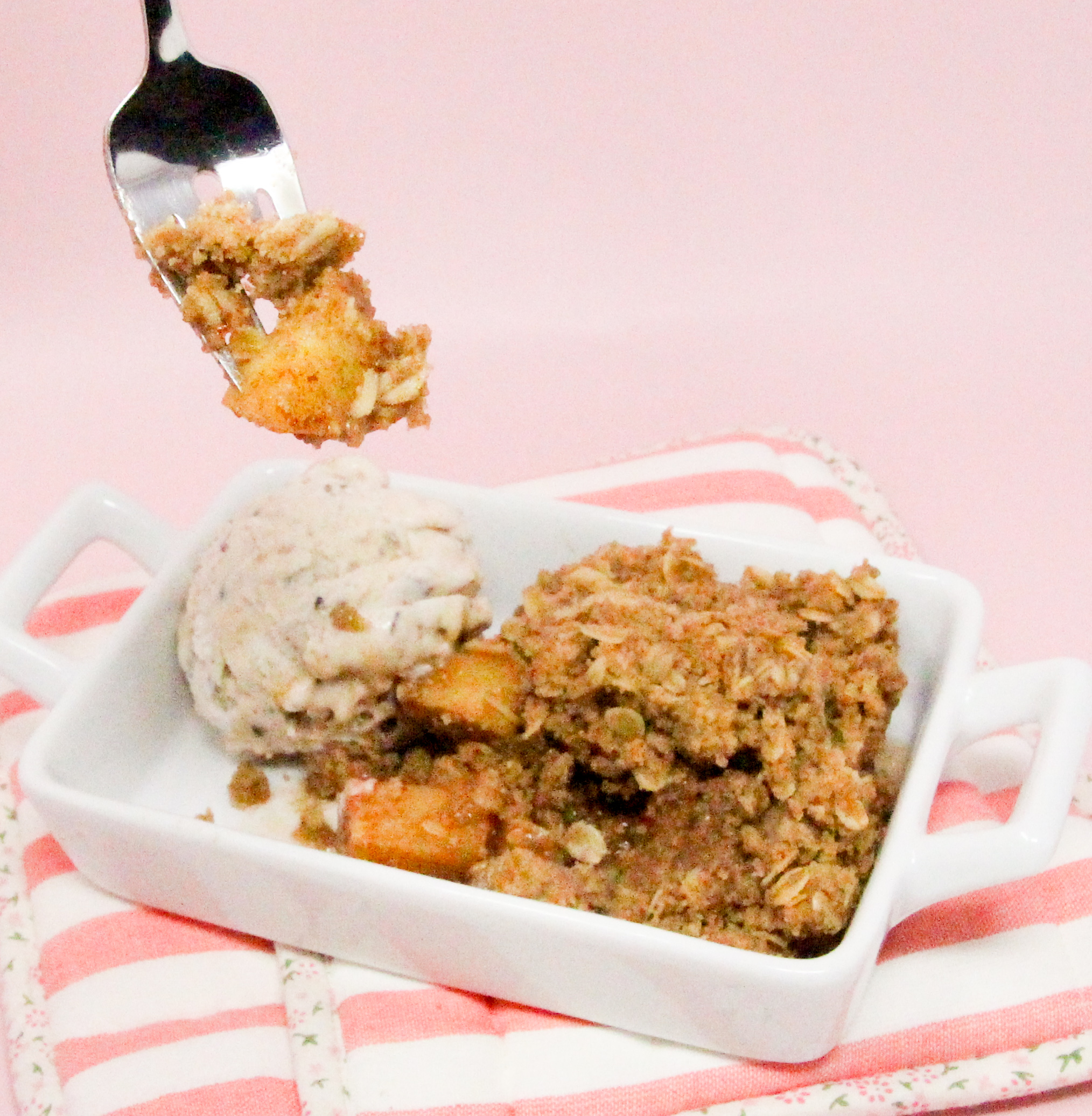Hayley's Halloween Apple Crisp uses a generous number of apples with a generous amount of cinnamon. Topped with loads of crunchy oat and brown sugar topping, this dish is the perfect fall dessert, especially when served with a scoop of vanilla ice cream! Recipe shared with permission granted by Lee Hollis, author of HALLOWEEN NIGHT MURDER.
