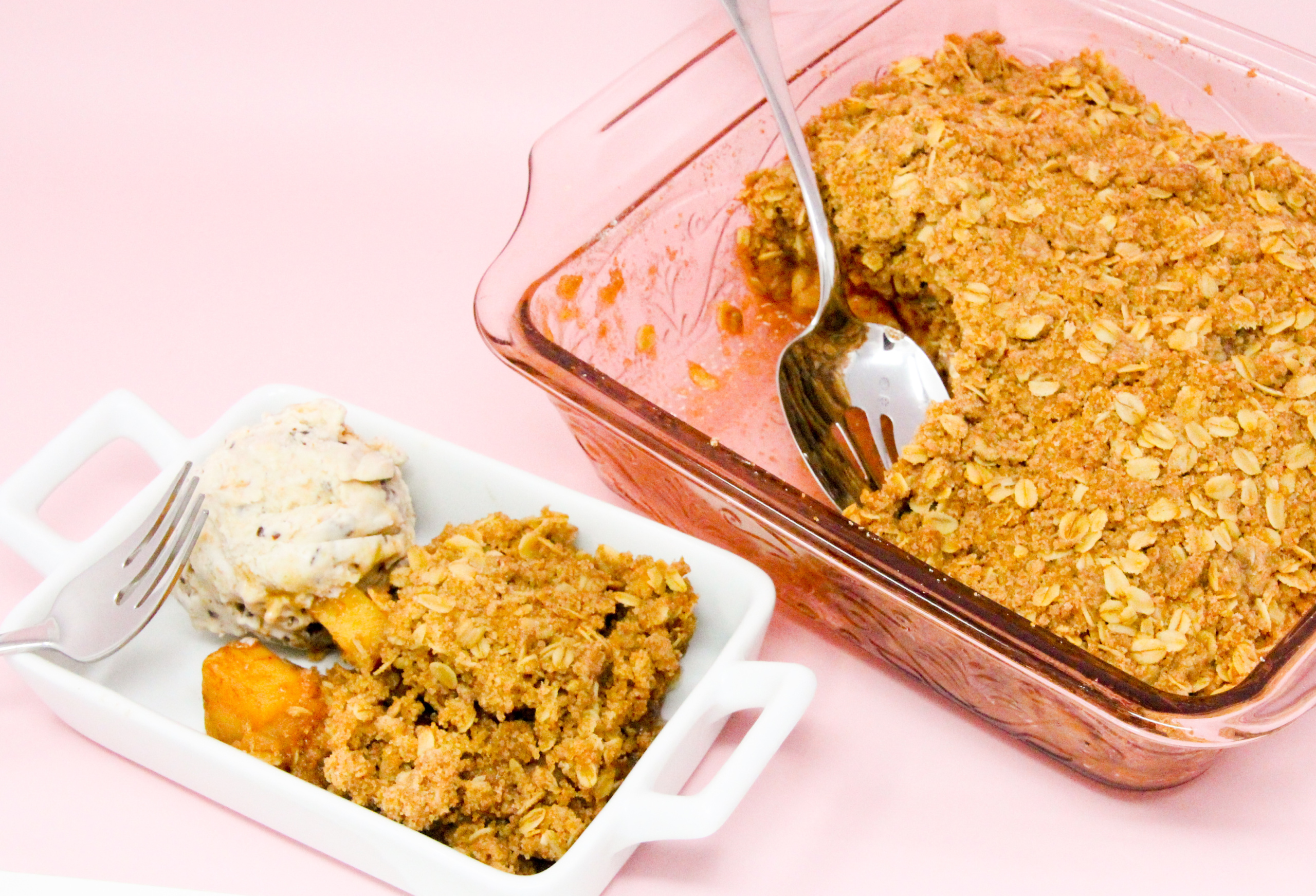 Hayley's Halloween Apple Crisp uses a generous number of apples with a generous amount of cinnamon. Topped with loads of crunchy oat and brown sugar topping, this dish is the perfect fall dessert, especially when served with a scoop of vanilla ice cream! Recipe shared with permission granted by Lee Hollis, author of HALLOWEEN NIGHT MURDER.